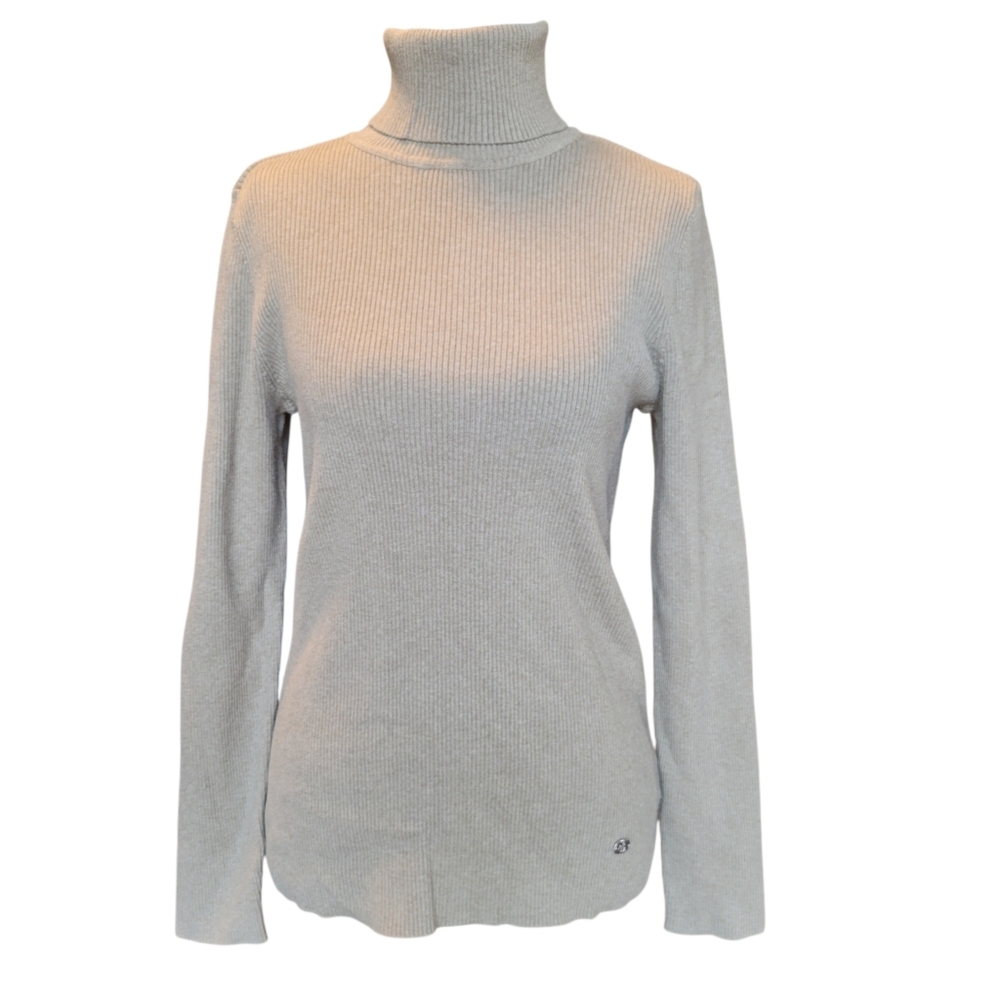 Lauren Ralph Lauren Beige Ribbed Knit Long Sleeve Turtleneck Blouse Top